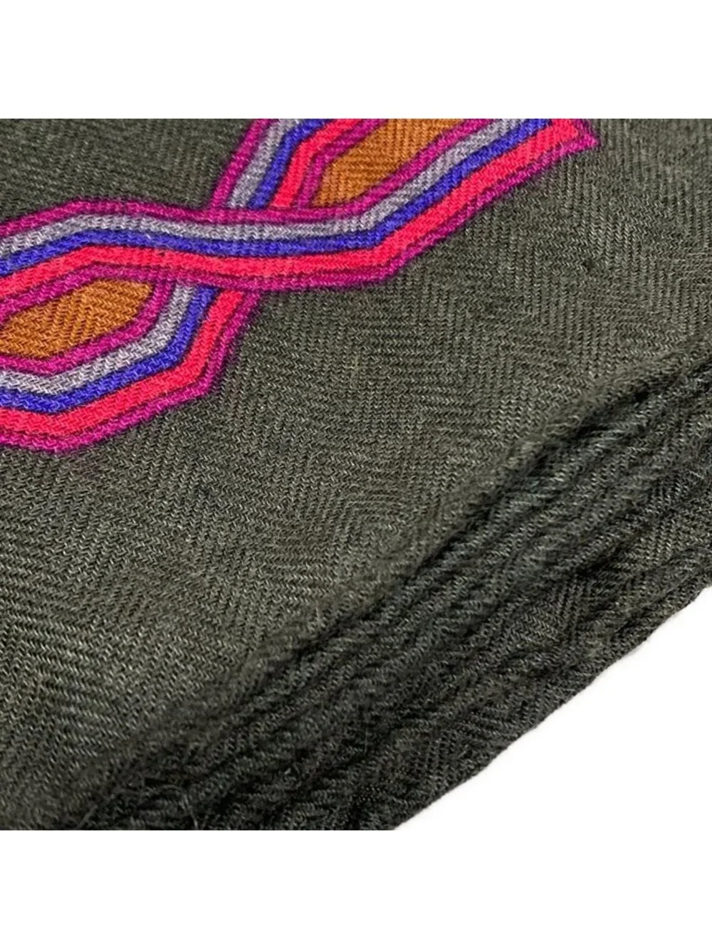 Hermes Shawl Pink Geometric Pattern Floral Cashmere Silk Scarf